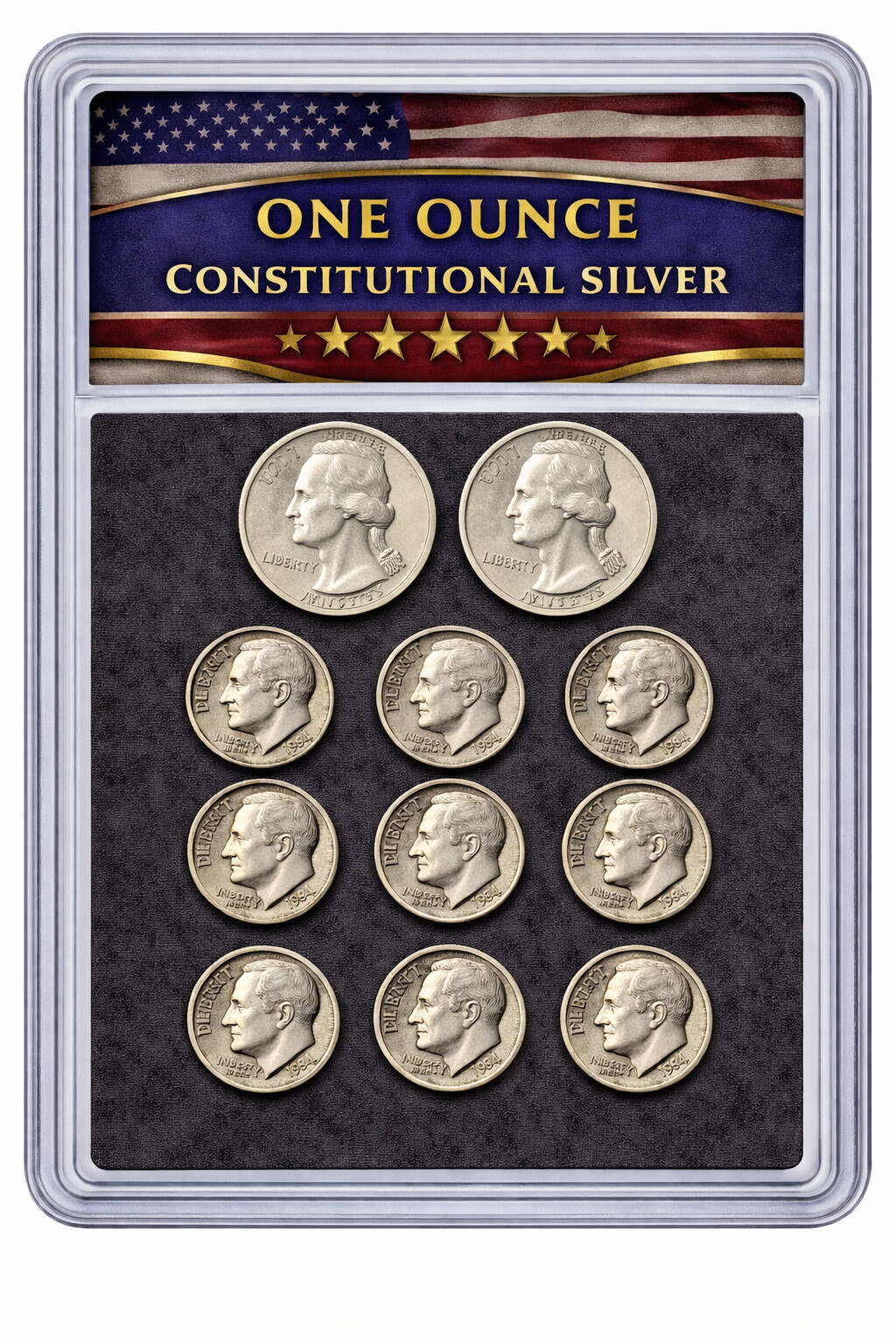 $1.40 Face Ounce‑Class — 2 Quarters + 9 Dimes (11‑Coin Build)