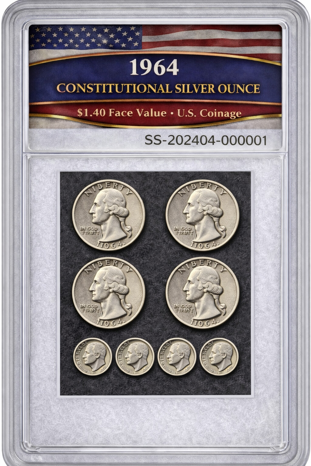 $1.40 Face Ounce‑Class — 4 Quarters + 4 Dimes (8‑Coin Build)